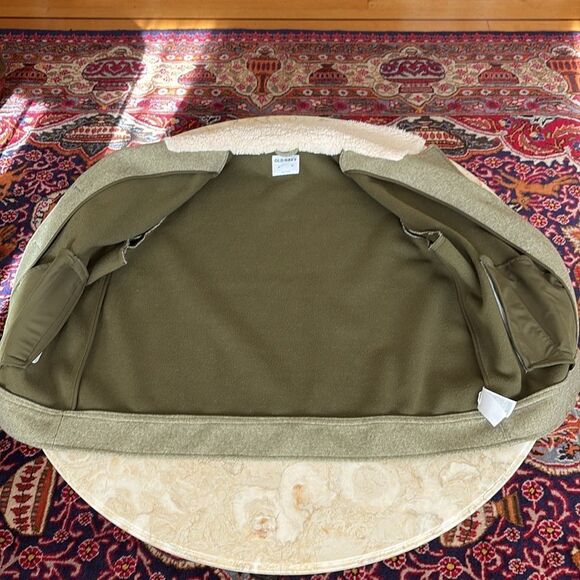 Old Navy Soft Brushed Sherpa Trim Aviator Style Bomber Jacket Moss Green - Picture 10 of 12